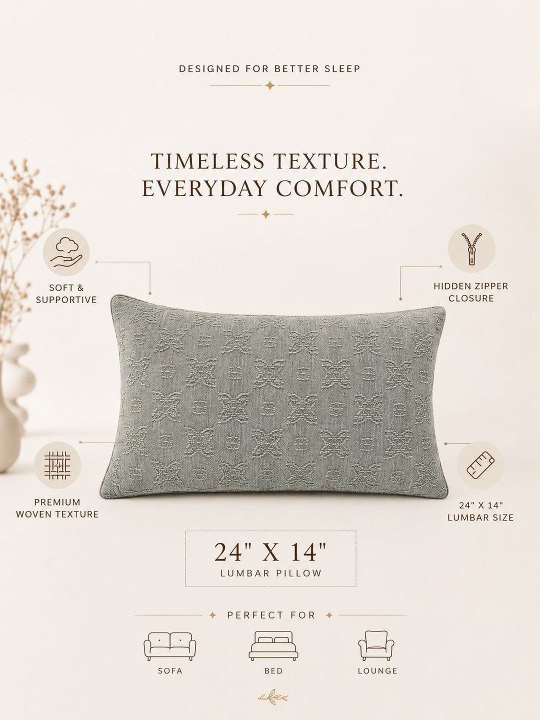 Green cotton filled cotton sleep pillow