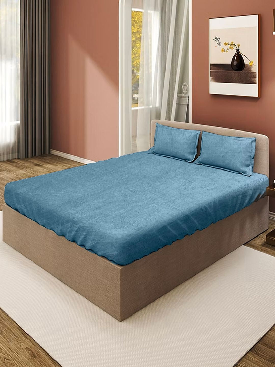 Blue fleece double bedsheet