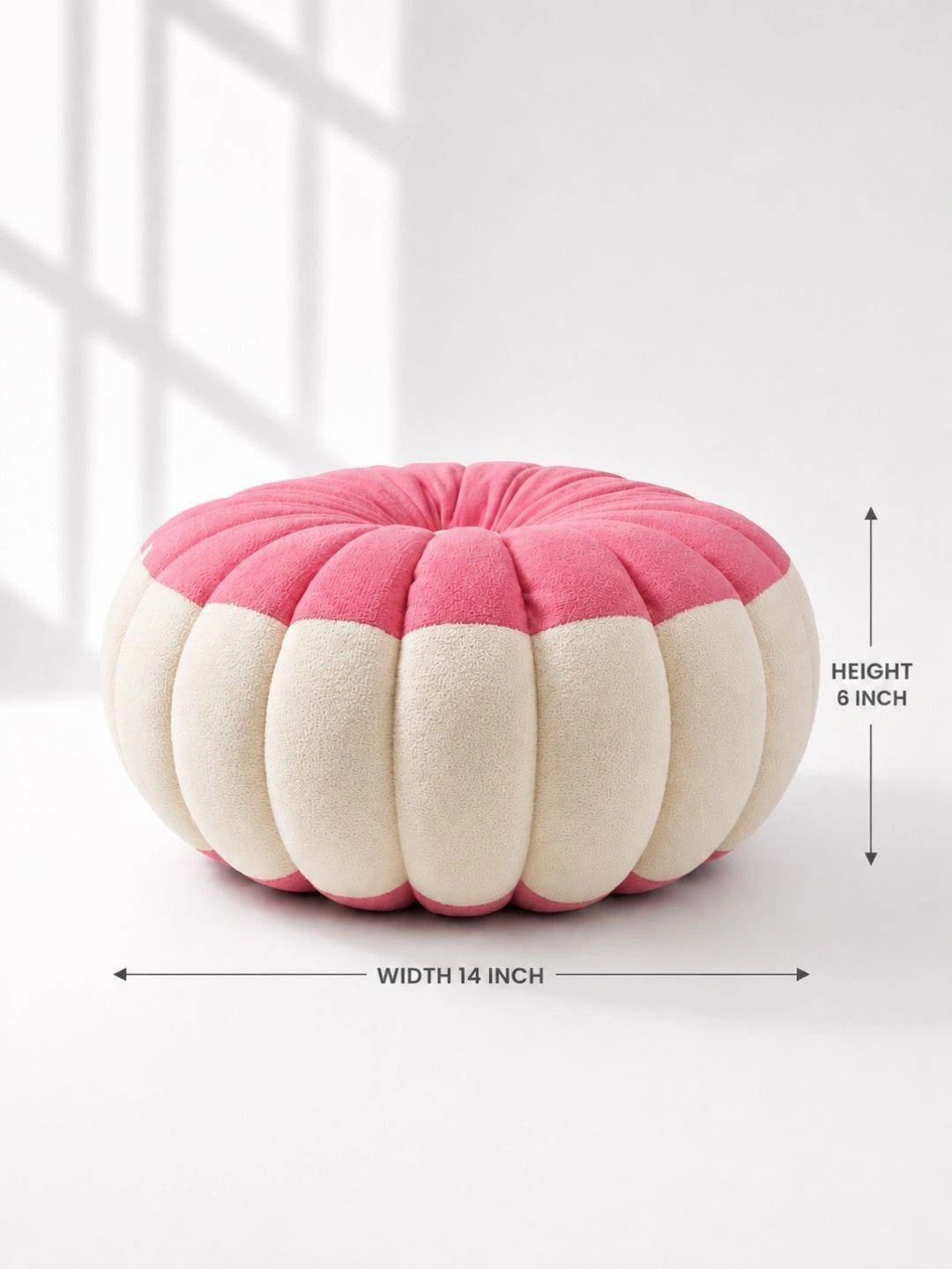 Pink velvet round pumpkin cushions, set of 2