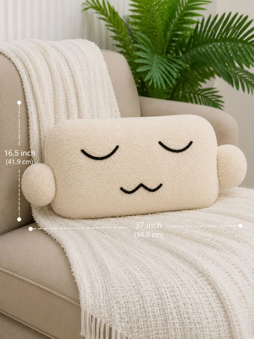 Off white fibre filled cotton lightweight pillow