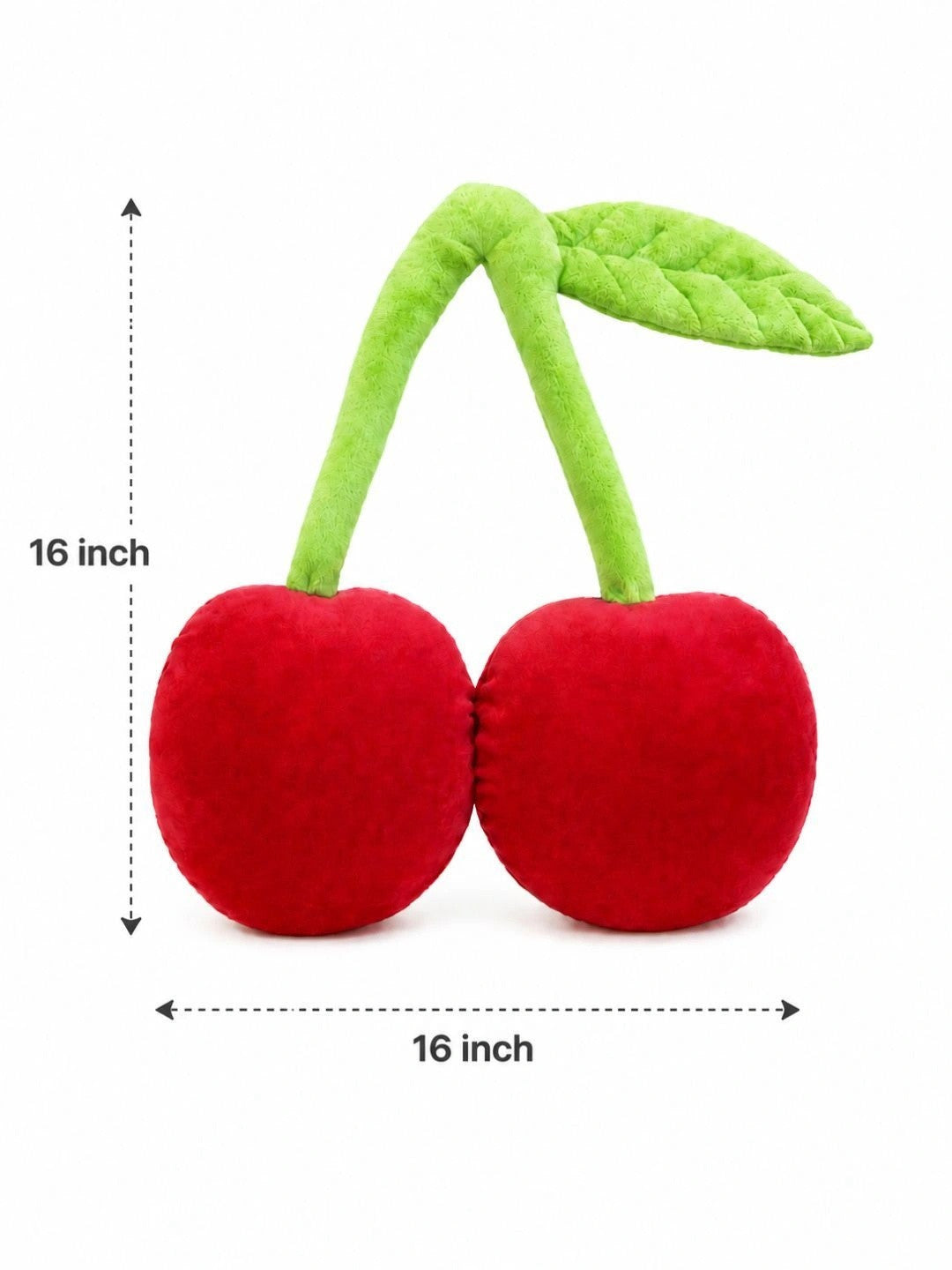 Red & white cotton plush cherry & heart shaped cushion, set of 2