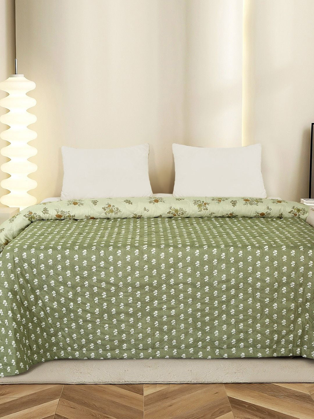 Green floral AC room dohar