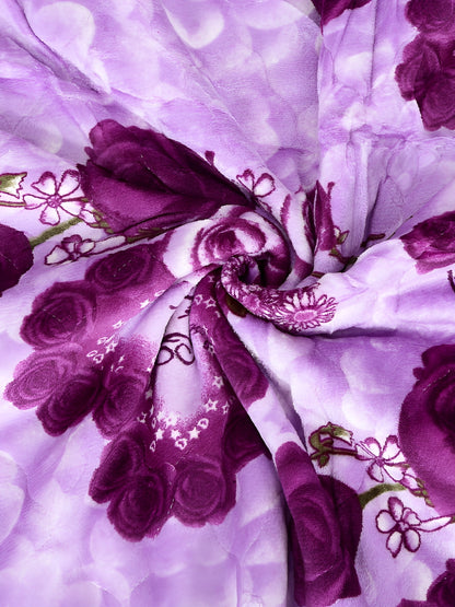 Purple & pink floral microfiber mild winter double bed quilt