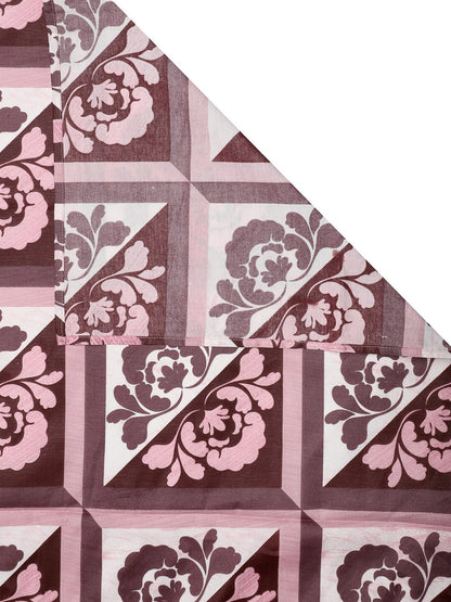 Brown ethnic motifs cotton queen bedsheet, brown & white