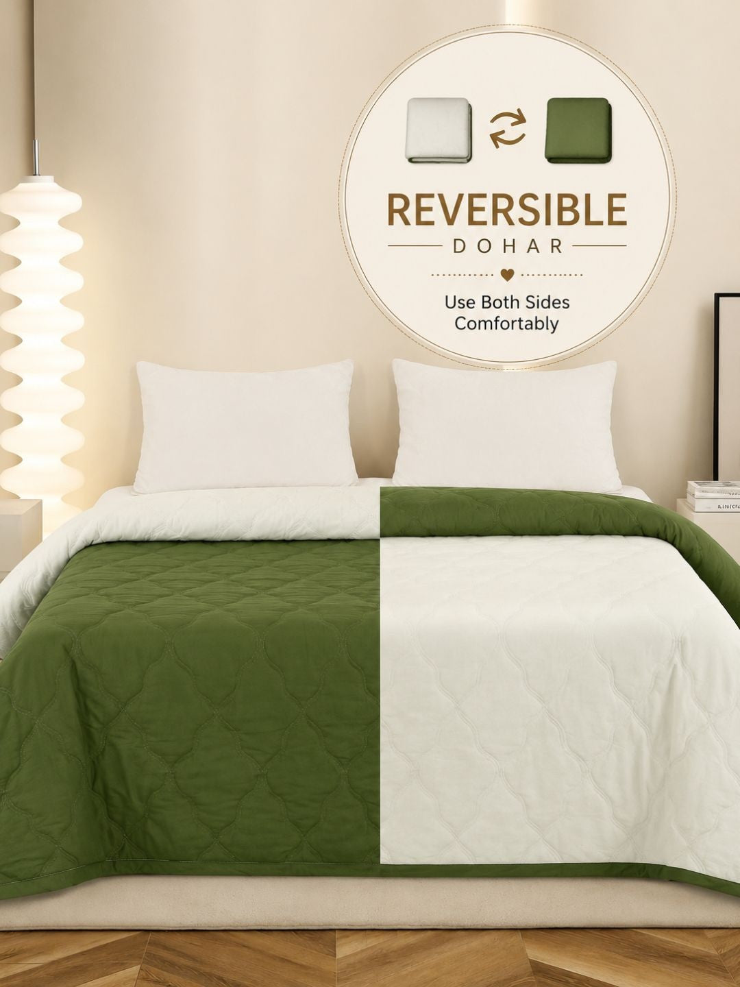 Green & white AC room dohar