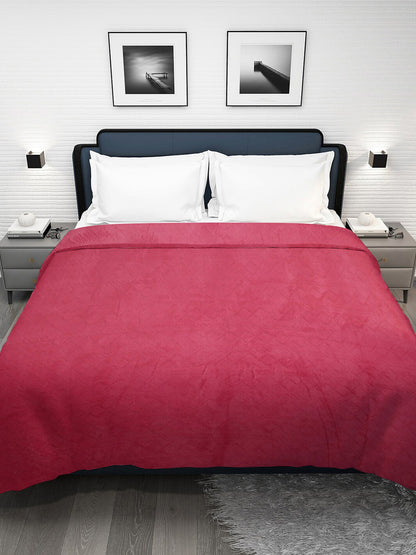 Pink fur geometric mild winter double bed blanket