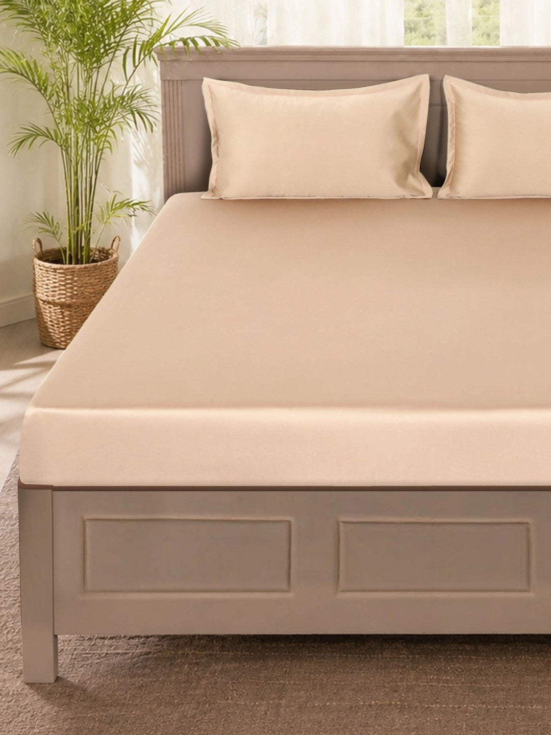 Beige king bedsheet