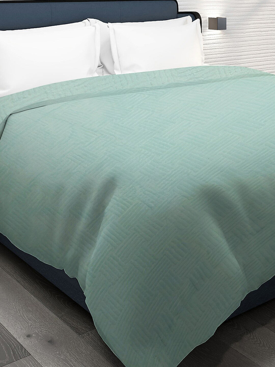 Sea green geometric mild winter double bed blanket
