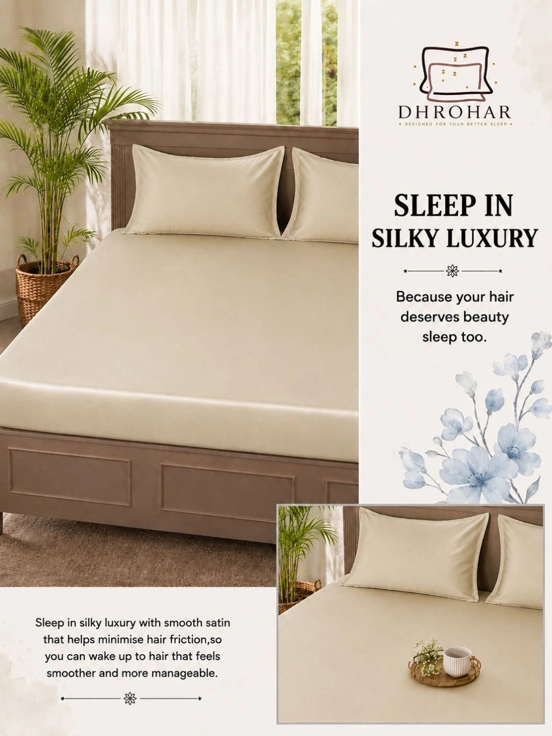 Cream-coloured king bedsheet