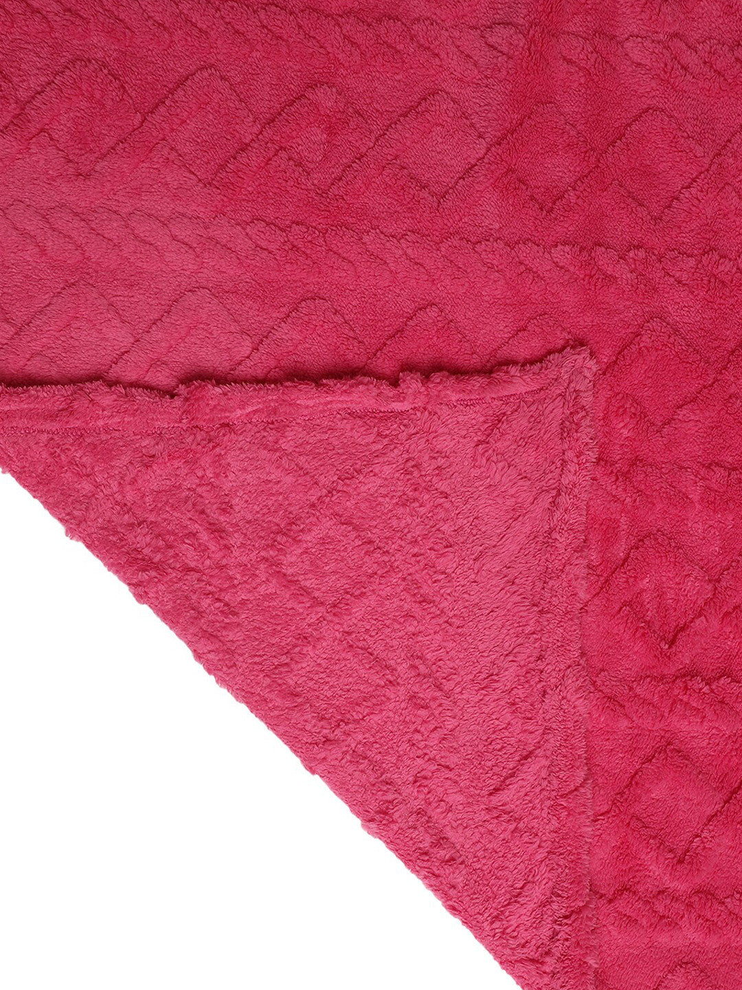 Pink fur geometric mild winter double bed blanket