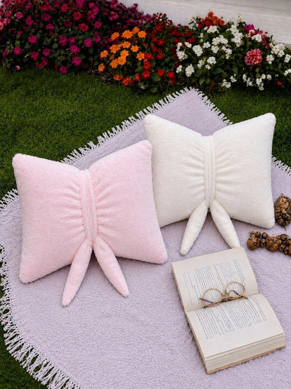 Pink & white rectangle floor cushions, set of 2