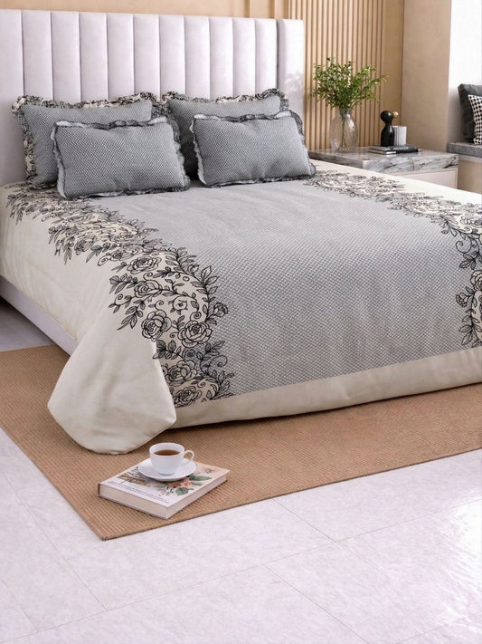 Grey floral bedsheet