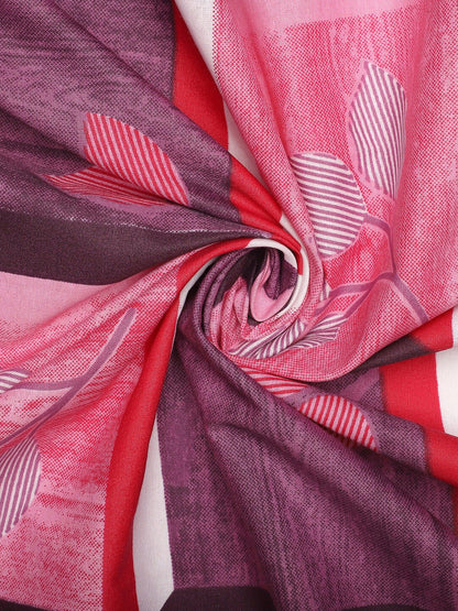 Navy blue leaf cotton queen bedsheet, navy blue & pink