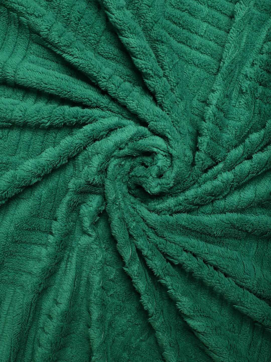 Green geometric fur mild winter double bed blanket