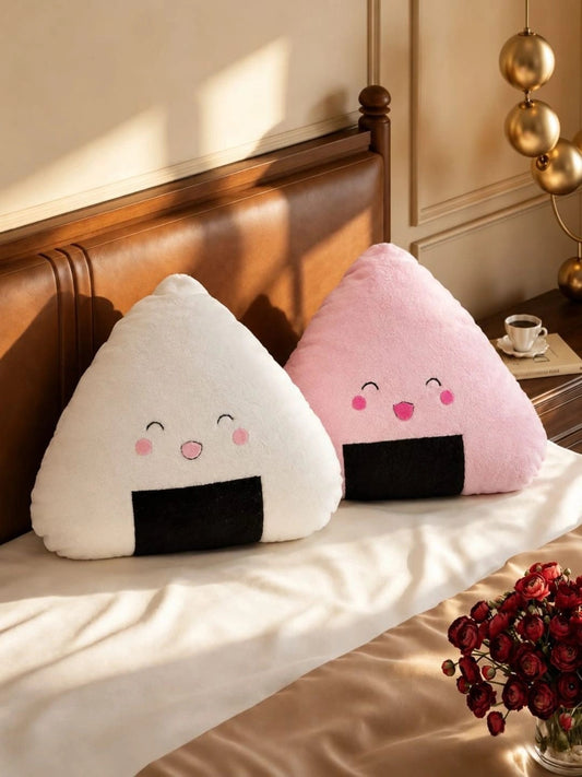 Pink & white printed floor cushions, set of 2
