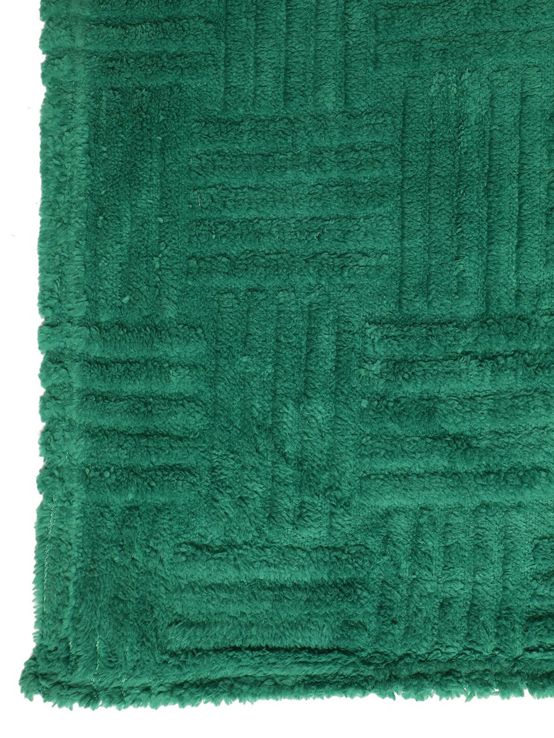 Green geometric fur mild winter double bed blanket