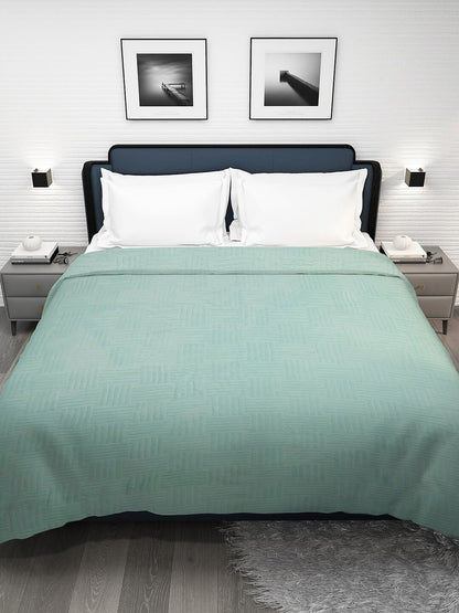 Sea green geometric mild winter double bed blanket