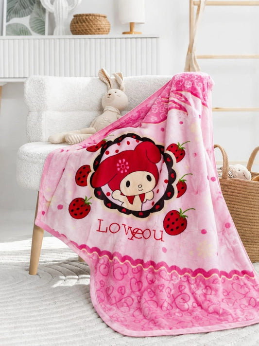Pink & red cartoon characters fleece mild winter blanket