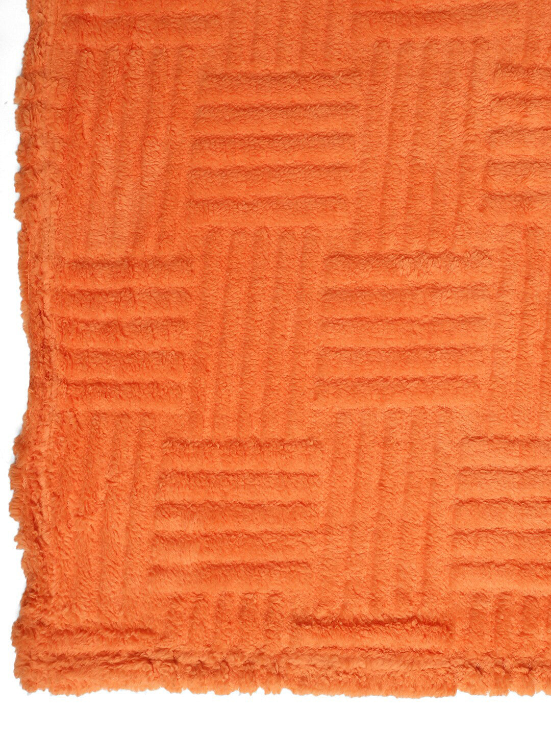 Orange fur geometric mild winter double bed blanket