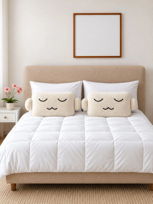 Off white fibre filled cotton lightweight pillow