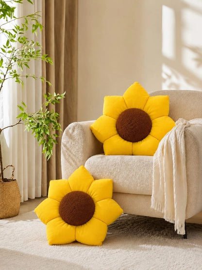 Yellow cotton round cushions, set of 2