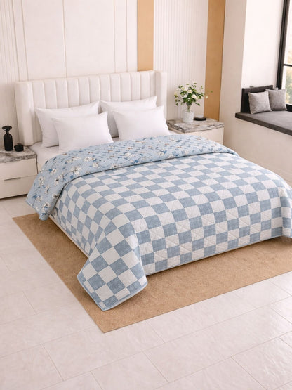 Blue & light blue floral AC room dohar
