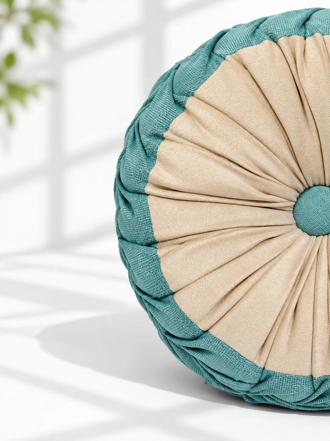 Blue round floor cushions, set of 2
