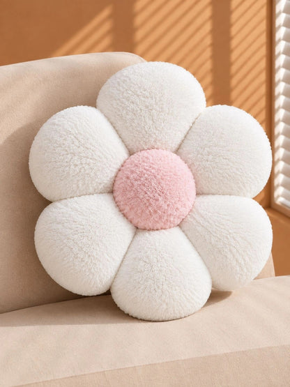 White & pink flower shape cushion, set of 2