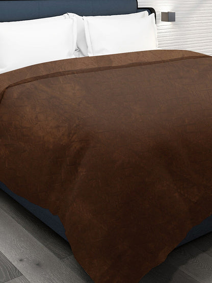 Brown fur geometric mild winter double bed blanket