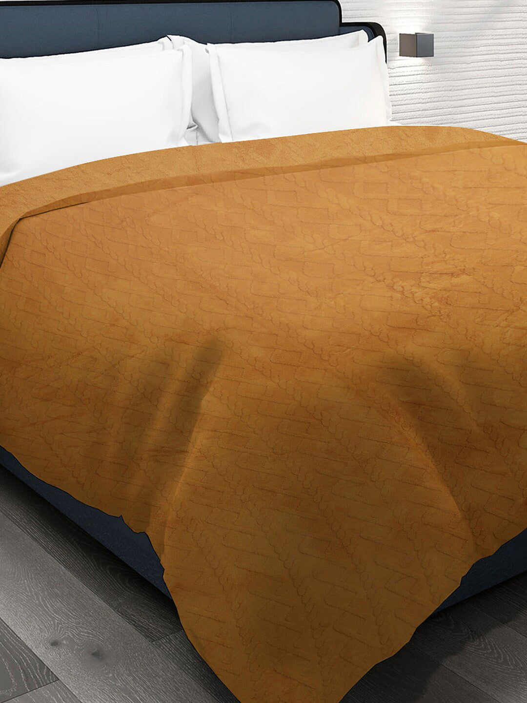 Brown geometric mild winter double bed blanket