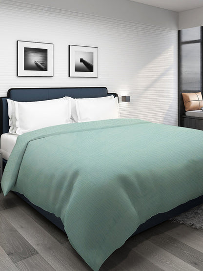 Sea green geometric mild winter double bed blanket