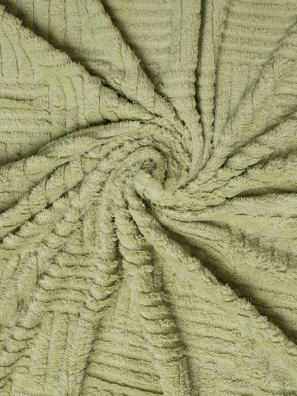 Lime green geometric fur mild winter double bed blanket