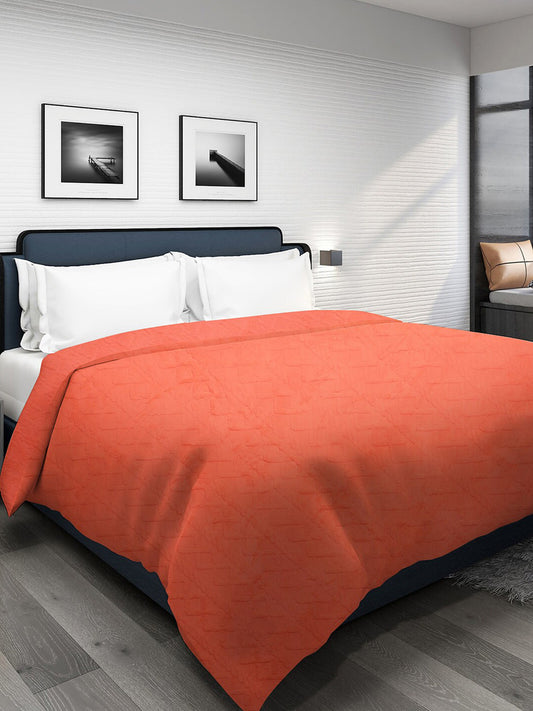 Peach fur geometric mild winter double bed blanket