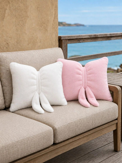 Pink & white rectangle floor cushions, set of 2