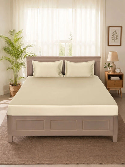 Cream-coloured king bedsheet