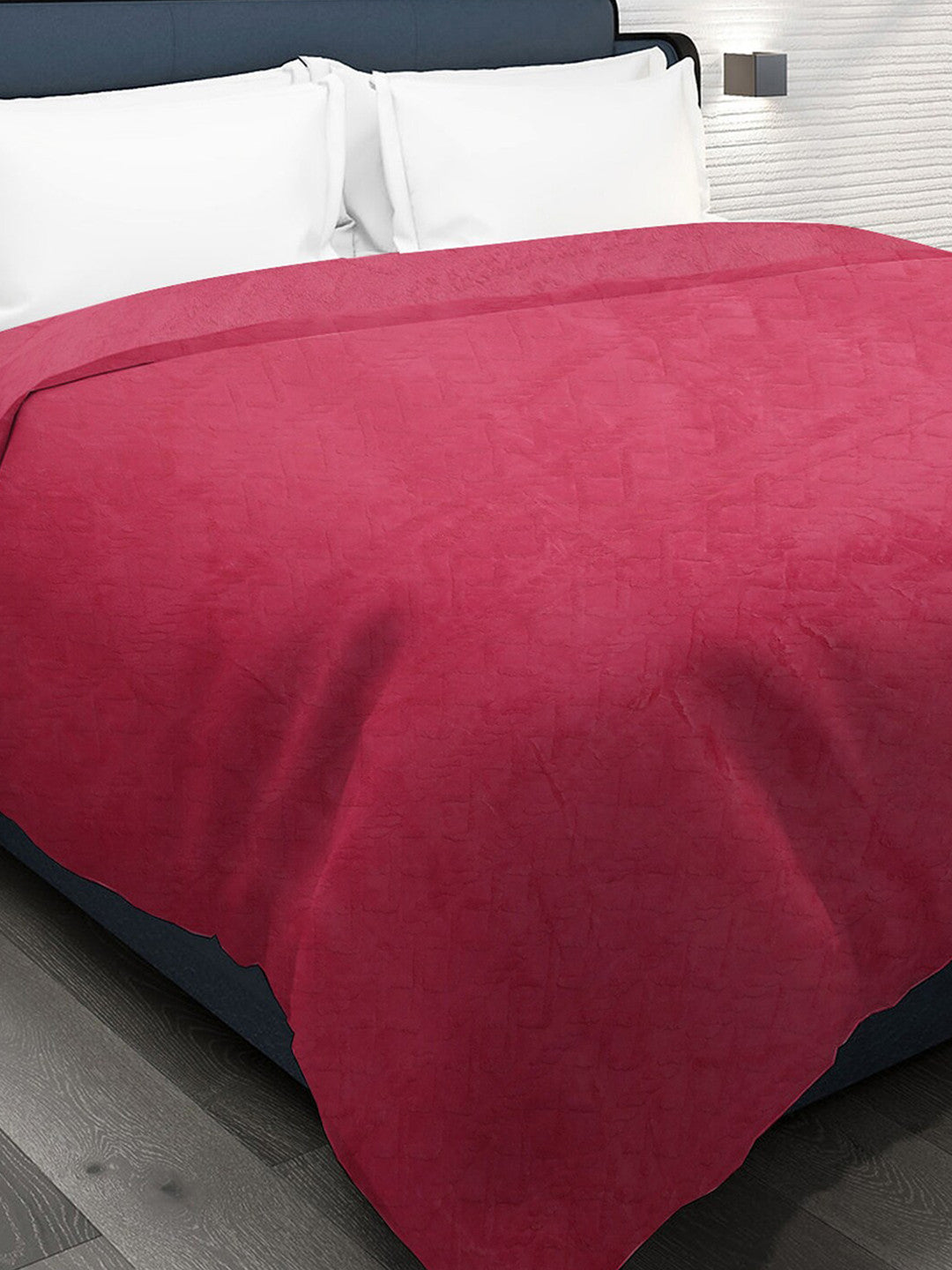Pink fur geometric mild winter double bed blanket