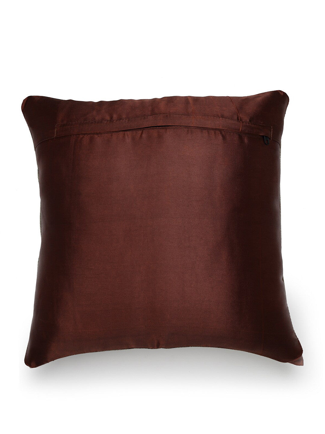 Maroon & green ethnic motifs brocade square shaped cushion covers, set of 2, marron & green