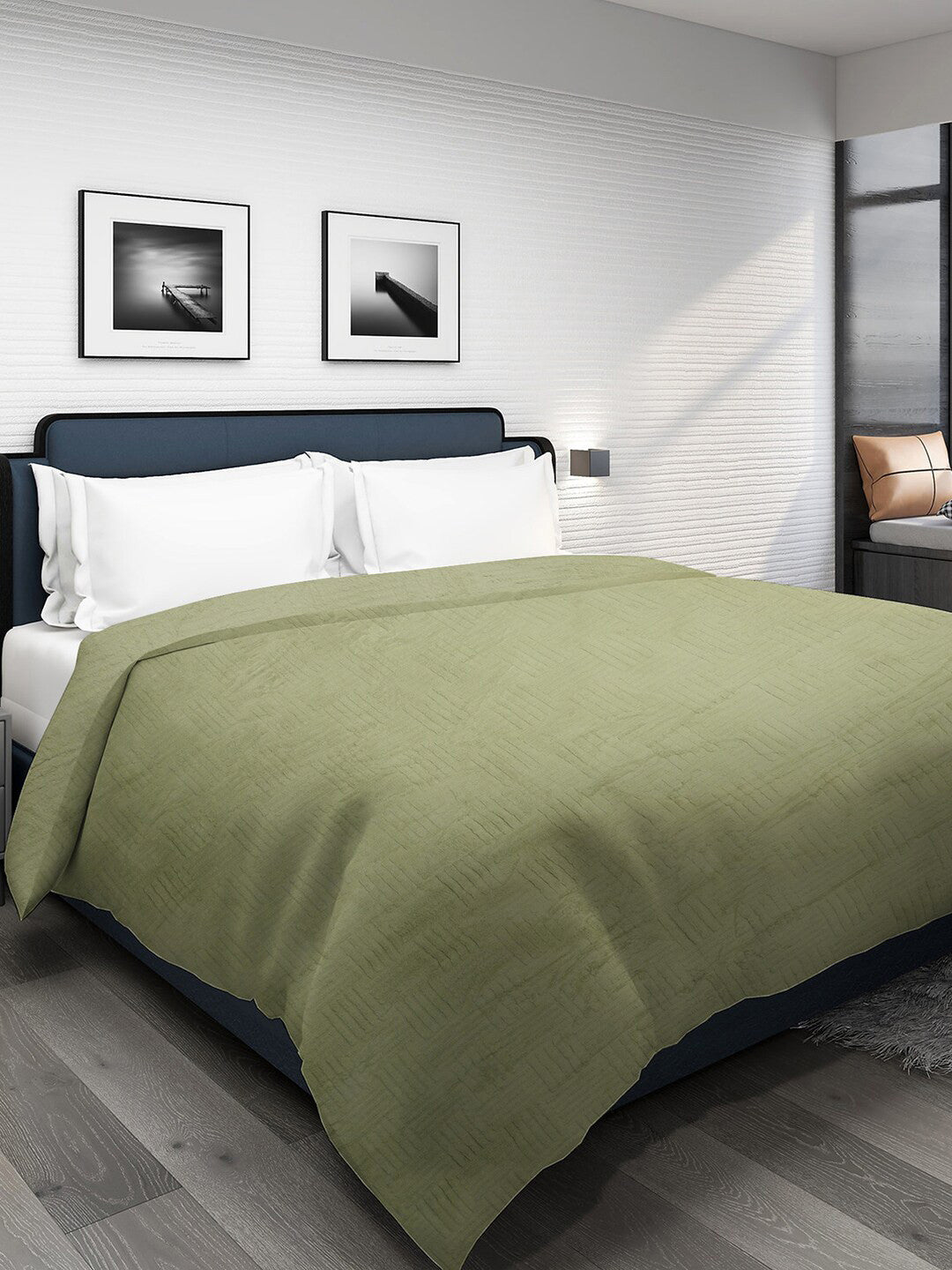 Lime green geometric mild winter double bed blanket