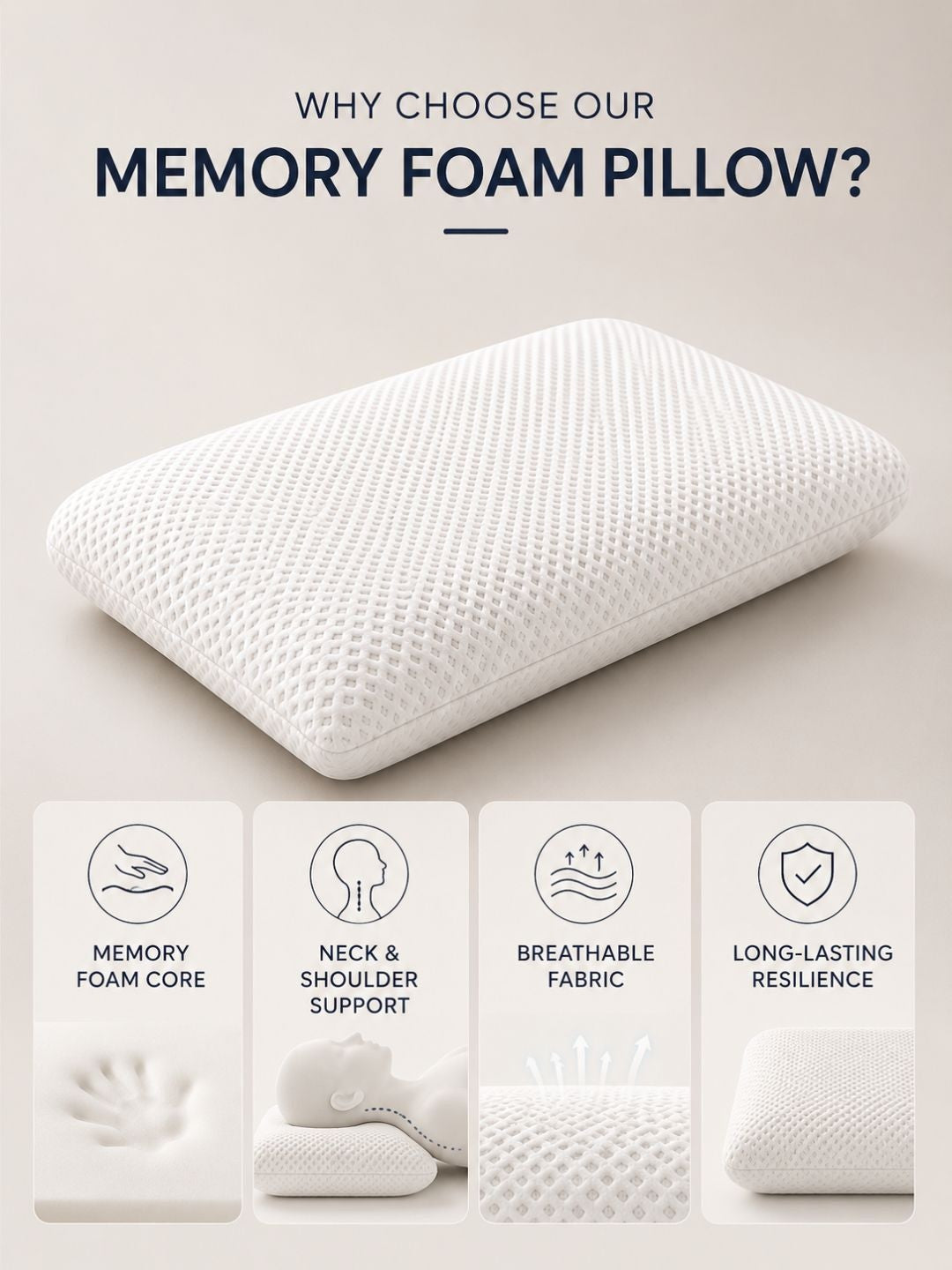 White cotton filled cotton sleep pillow