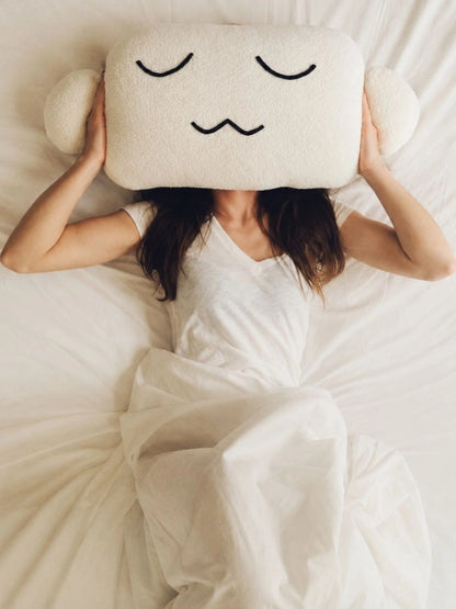 Off white fibre filled cotton lightweight pillow