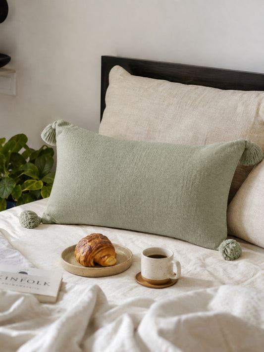 Green cotton filled cotton sleep pillow