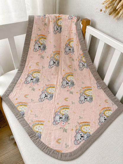 Beige cartoon characters AC room blanket