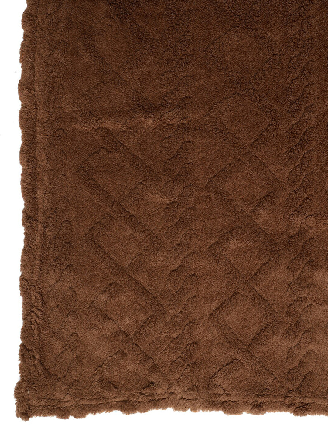 Brown fur geometric mild winter double bed blanket
