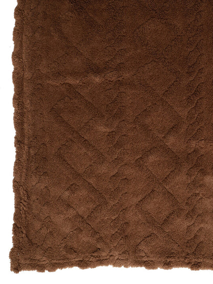 Brown fur geometric mild winter double bed blanket