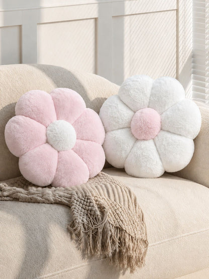 Pink & white cotton pre-filled cushions, set of 2, white & pink