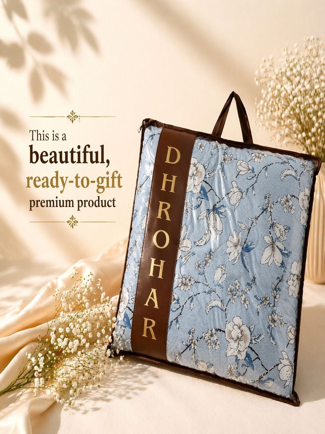 Blue & light blue floral AC room dohar