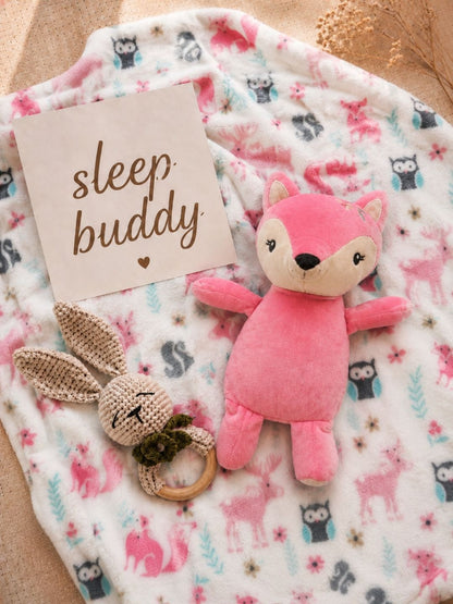 Pink cartoon characters fleece AC room blanket