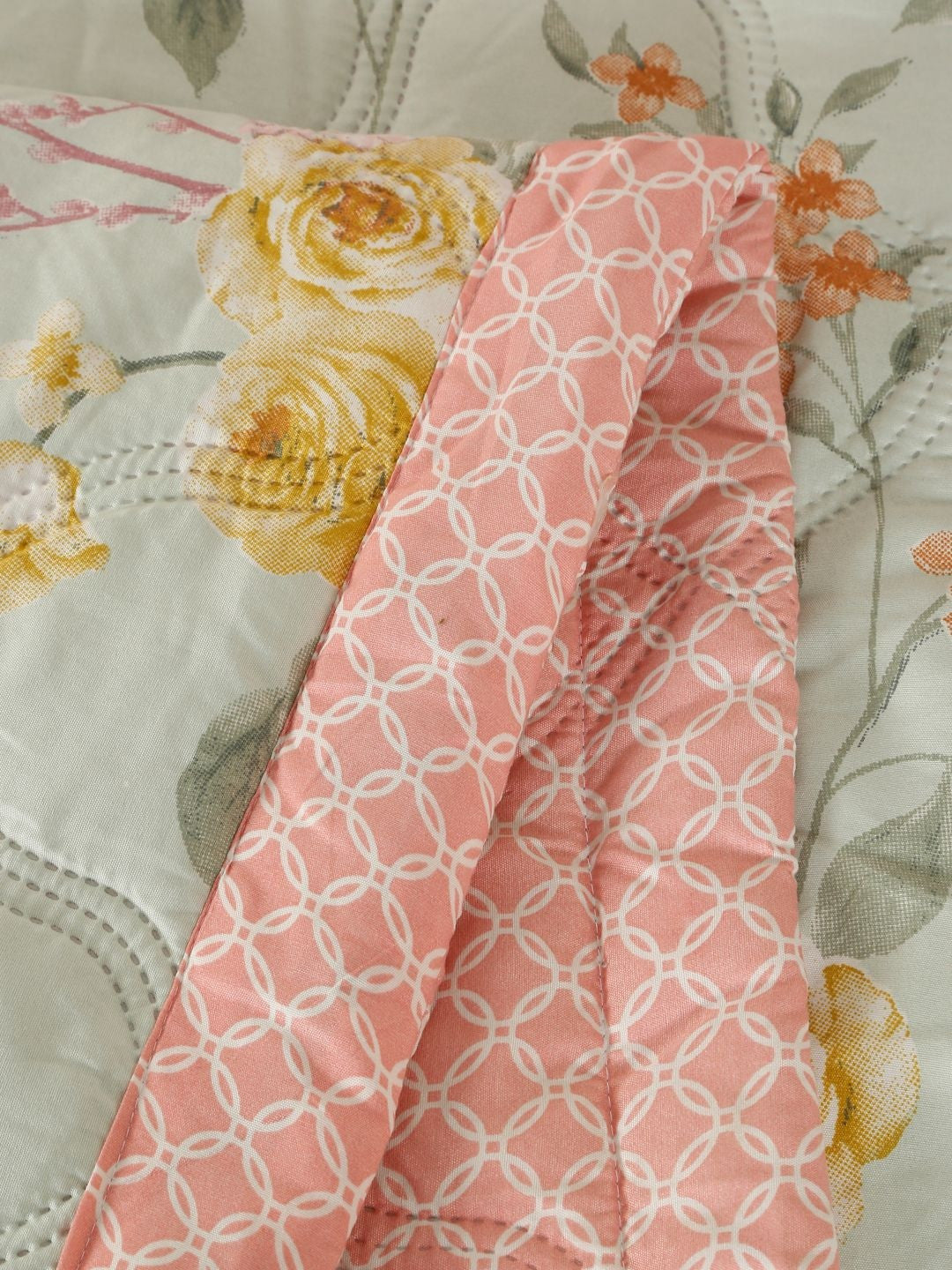 Pink & green floral AC room dohar