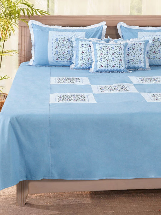 Blue floral king bedsheet
