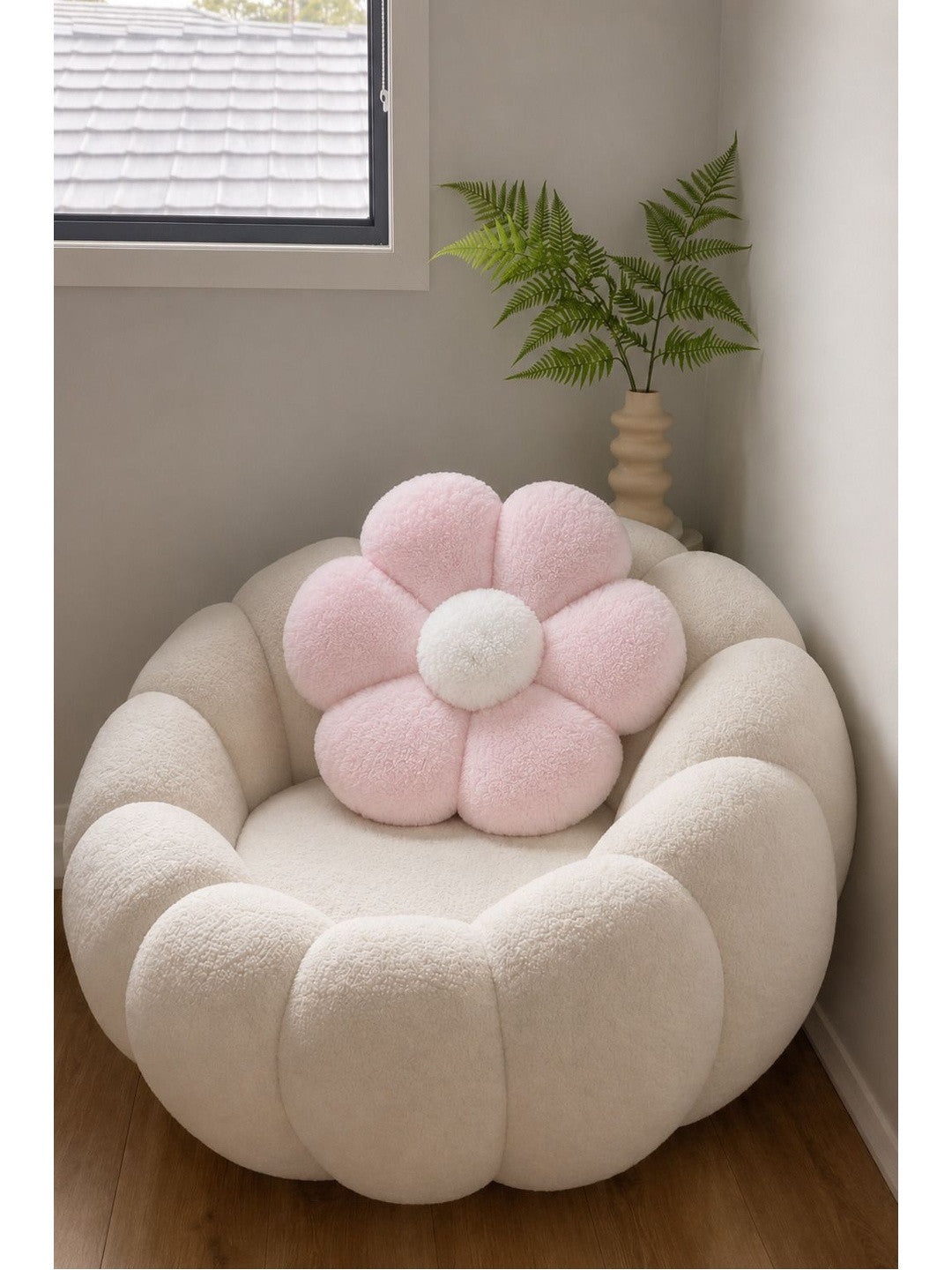 Pink & white cotton pre-filled cushions, set of 2, white & pink